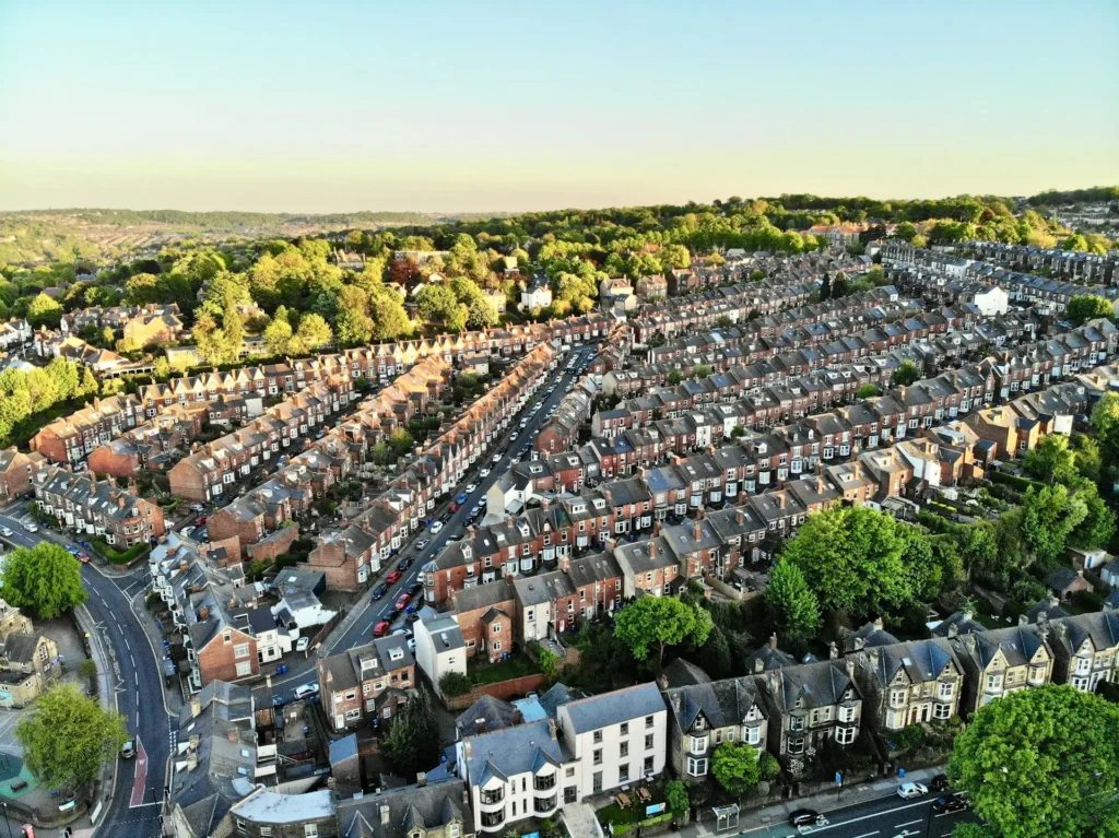 an aerial image of a properties, illustrating the page discussing independent mortgage advice